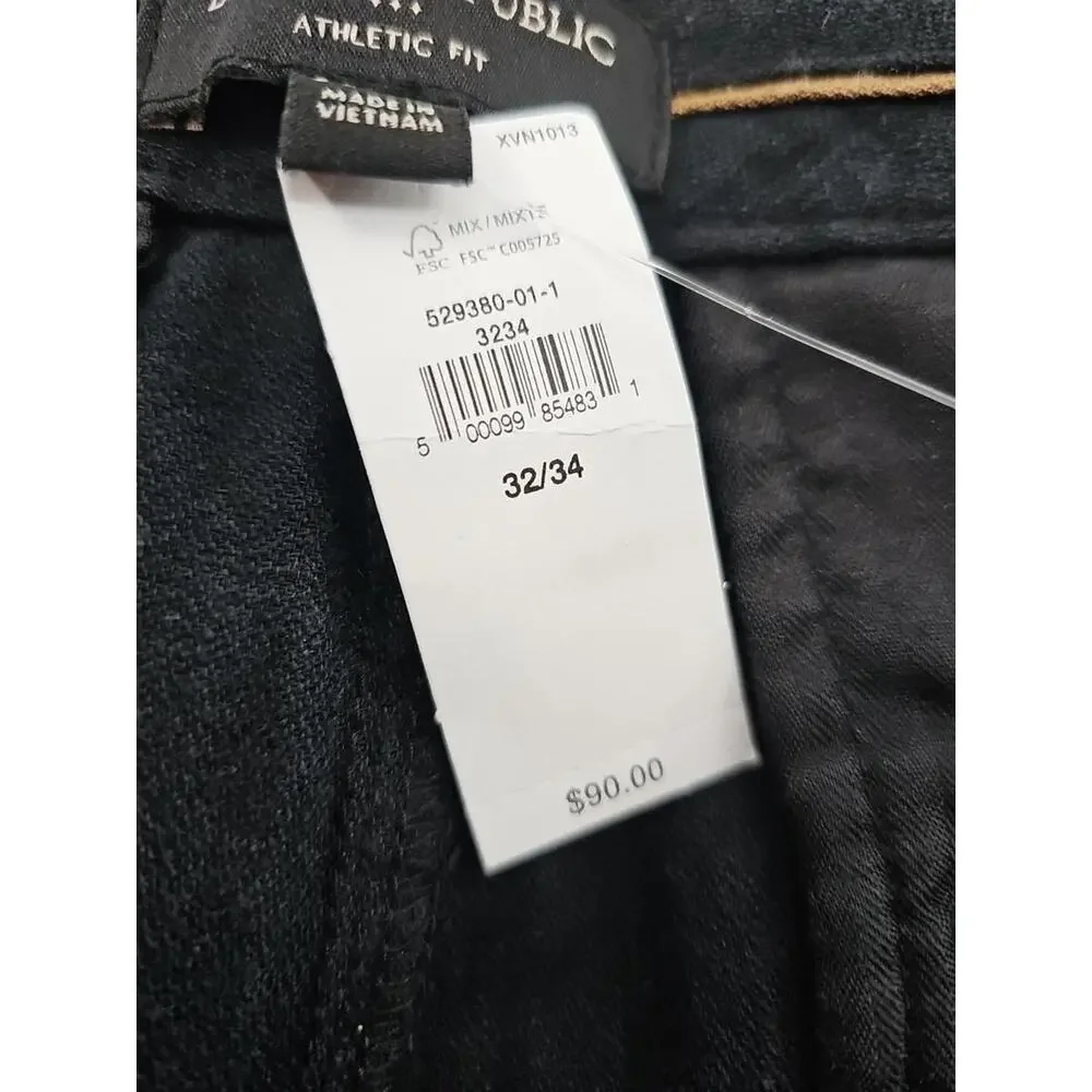 Banana‎ Republic Athletic Pants 32 x 34 Black Linen-Blend Pants NWT